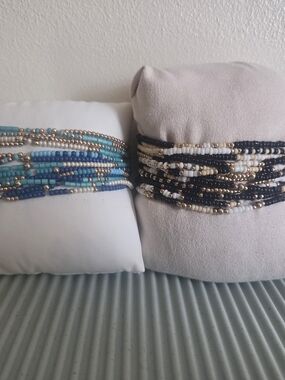 Beaded Stackable Bracelets - Blue & Black Mix